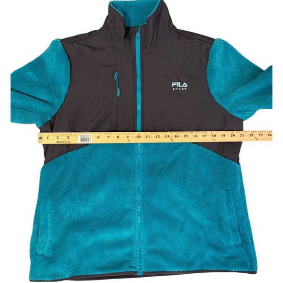 FILA‎ Sport Full Zip Plush Fleece Women's Green & Black Jacket Size XL - Picture 12 of 13